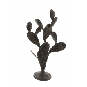 Decmode 16 Inch Eclectic Iron Cactus Sculpture, Black   566920076